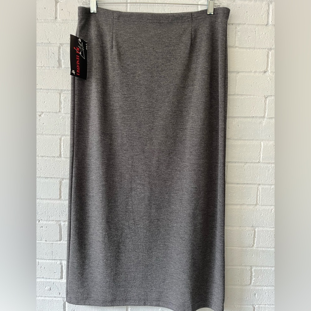 Vintage JB Joe Benbasset Gray Pencil Midi Skirt Sz L NEW WITH TAGS Front Slit - Picture 2 of 10